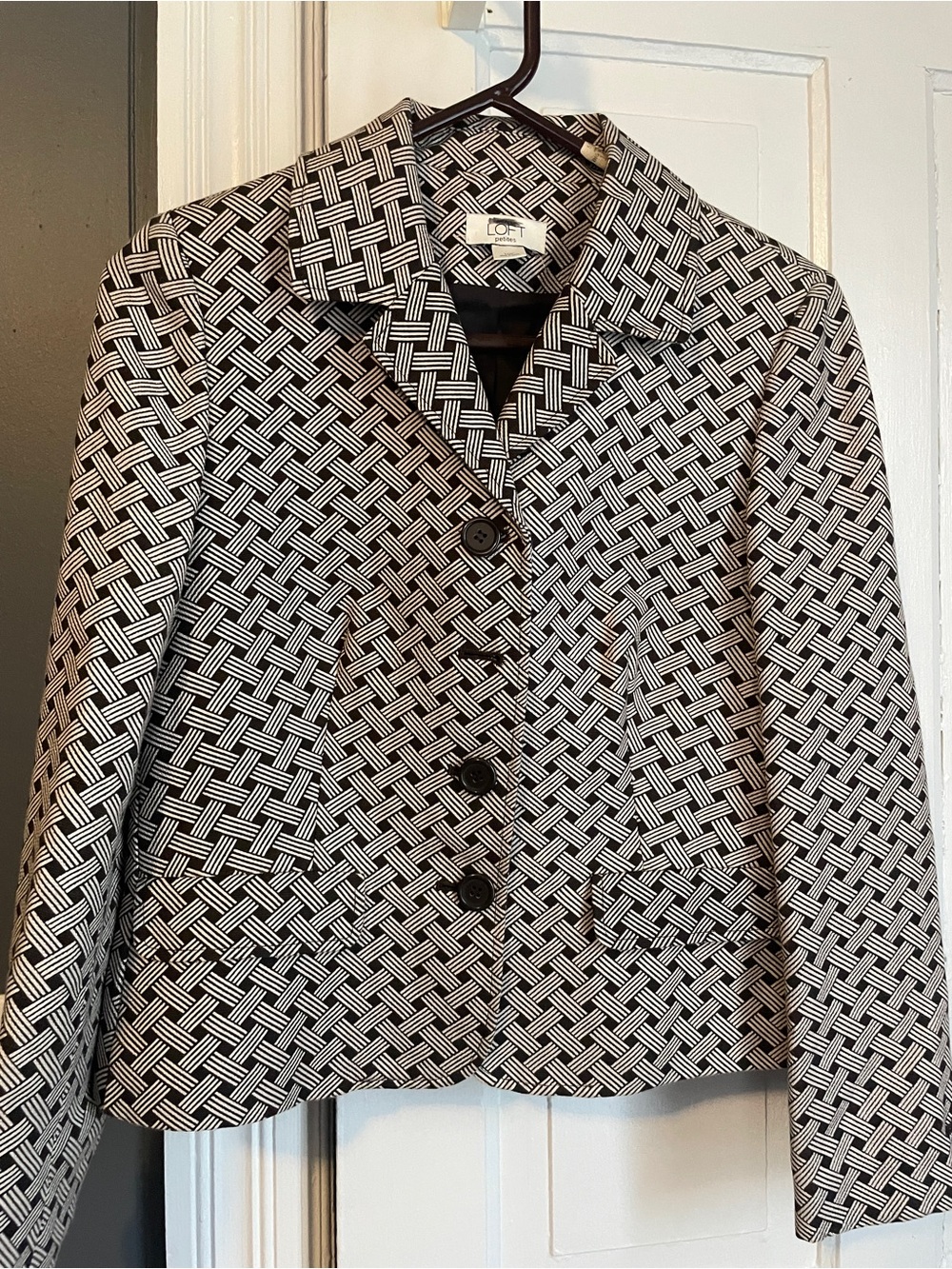 LOFT Petites Black and White Patterned Blazer Womens since  10P - Picture 6 of 6
